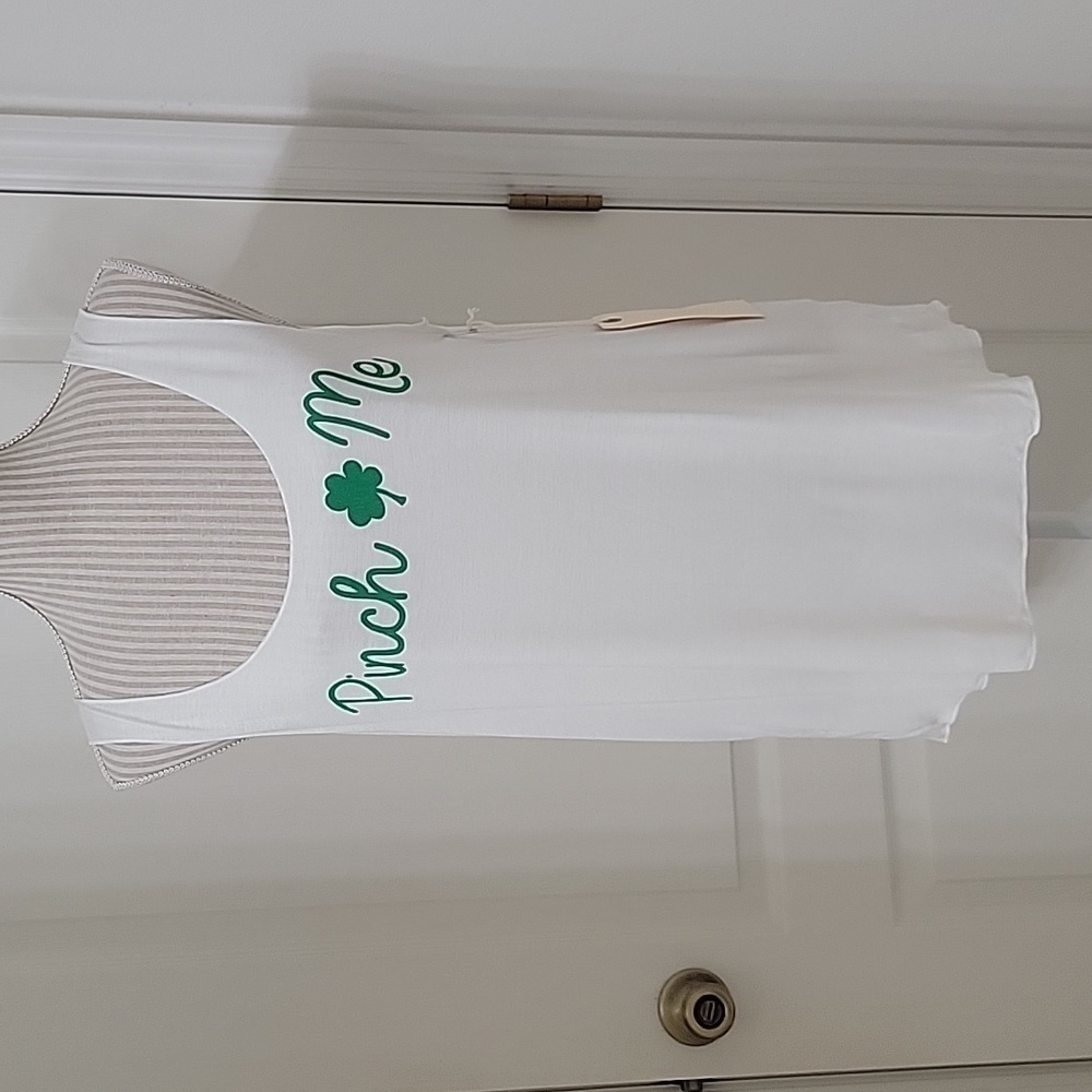 Sweet Claire, Size L, NEW with Tags White Tank Top "Pinch Me"
